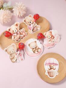 48 piezas Tarjetas de decoración de chupete con diseño de osito rosa, tarjetas de chupete con diseño de oso, nube y luna, decoraciones de mesa para revelación de género, suministros de fiesta de cumpleaños, decoraciones de baby shower, suministros de envoltura de chupete para bodas, decoraciones de fiesta temática, suministros de decoración de mesa de fiesta, decoraciones de oso rosa, regalos de cumpleaños, recuerdos de fiesta