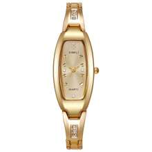 1 pieza Reloj de pulsera de cuarzo de estilo casual y elegante para mujer con esfera decorada con rhinestones y correa de acero, sin estuche de reloj incluido