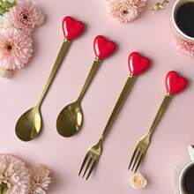 1/2/4/6 pièces Set de fourchette et de cuillère en acier inoxydable de luxe - Couverts mini élégants avec finition miroir - Idéal pour le thé de l'après-midi, les mariages, les cafés et les voyages - Cadeaux de vaisselle haut de gamme pour les femmes, les remises de diplômes, la fête des mères et les anniversaires - résistants à la rouille