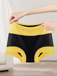 4pcs Women's Boyshorts High Waist Briefs, Boxer Briefs, Soft, Comfortable, Contrast Color, Light Tummy Control - 彩色 - 查看 5