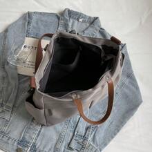 Borsa a tracolla donna multi-tasca, borsa a spalla minimalista e alla moda, borsa da shopping leggera e pieghevole, adatta per lo shopping, i viaggi e l'ufficio - Grigio Scuro - Visualizzare 3