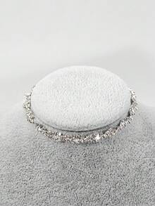 1 件女士优雅简约水晶装饰爪链手链，适合日常佩戴 - 銀色955 - 查看 5