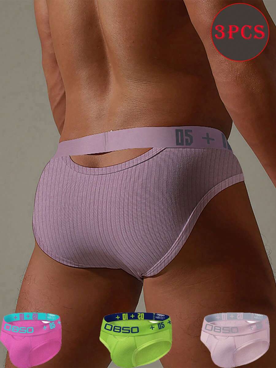 3-Pack Men's Sheer Ribbed Cotton Briefs Set- Low-Rise Sport Underwear With 3D Contoured Pouch & Ventilated Design For Gym/Night Training/Summer 2025 Quick Dry Jockstrap Underpants Mens Shorts Clothes Sweatpants Casual Attire For Every Day Wear - 彩色 - 查看 1