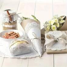 100pcs Lace Doily Paper Oil Absorption Pad Cupcake Mats Party Wedding Table Decor For Baking Cooking Cake Access Kitchen Supplie