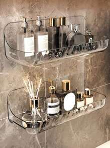 1 pieza Estante de almacenamiento para baño, estante de pared para artículos de tocador sin perforación para colgar en el baño