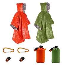 8-piece set of outdoor professional space blanket material hooded portable first aid raincoat whistle mountaineering buckle drawstring bag emergency equipment kit as shown in the picture one size fits all - Verschiedenfarbig - Übersicht 1
