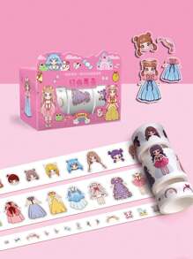 1 Box, 3 Rolls Dress-Up Stickers For Girls, DIY Decor Stickers, Cartoon Character Costume Stickers, Fashion Party,School Supplies,Back To School