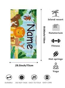 1 Stück personalisierbar Strandtuch, erhältlich in verschiedenen Schriftarten und Farben, Dschungeltier Muster, ultra-weiche Mikrofaser, schnelltrocknend und saugfähig, geeignet für Pool, Badezimmer, Strand, tolles personalisiertes Geschenk für Frauen, Männer, Jugendliche, Mädchen, ideal für Ostern, Muttertag, Geburtstag, Jahrestag