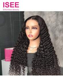 ISEE M-Cap Wear Go 深波浪 9x6 预漂白细结预剪高清蕾丝无胶假发 深卷蕾丝前假发 真人发预拔毛 女士无胶假发 16-26 英寸 - SNatural - 查看 5