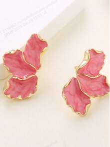 1 Pair Pink Petal Earrings, Simple & Practical Design - Pink - View 1