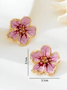 1 par de bonitos y elegantes pendientes de botón con diseño francés de flor de rosa con efecto tie-dye degradado, aptos para uso diario, citas, vacaciones y como regalo de cumpleaños para novias