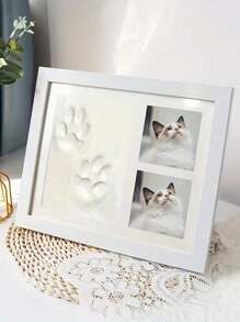 1pc DIY Pet Paw Print Photo Frame, Dog, Cat And Pet Paw Print Souvenir Kits And Picture Frame Souvenirs Paw Print Clay Molds, Pet Paw Pattern Memorial Set Gift