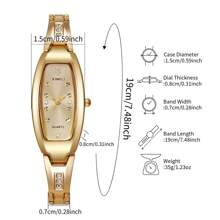 1 pieza Reloj de pulsera de cuarzo de estilo casual y elegante para mujer con esfera decorada con rhinestones y correa de acero, sin estuche de reloj incluido