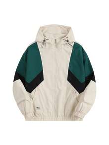 Boyfriend Style Men's Color Block Sports Jacket, Windbreaker Gym Clothes Boyfriend Style Men