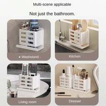1/3pcs Multi-Function Bathroom Shelf, Wall Mounted Sink Organizer Holder For Razor, Toothbrush