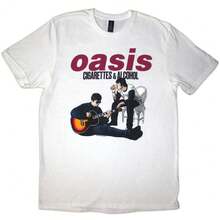 Oasis | Official Band  T-Shirt | Cigarettes & Alcohol Illustration (White) - 48-Hour Fast Shipping!  - White - View 1
