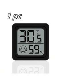1/2 pezzi Mini termometro igrometro con faccina sorridente, display LCD biadesivo, monitoraggio preciso delle variazioni di temperatura e umidità in ambienti interni/esterni, camera da letto, sala da pranzo, ufficio, terrario per rettili