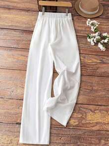 Women's High Waisted Loose Casual Pants, Relaxed Style & Versatile Fashion - White - View 2