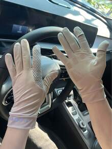 1 Set de guantes unisex transpirables con protección solar, guantes de tacto suave para pantalla táctil para conducir, ciclismo y uso en exteriores en verano