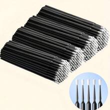 500 piezas de micro cepillos para extensiones de pestañas y maquillaje - Cabezas de cepillo de precisión de 2,0 mm, cerdas blancas esponjosas, herramientas y accesorios de cosmética, aplicación de maquillaje | Diseño de mango elegante | Cerdas sintéticas duraderas