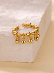1 pieza Anillo ajustable vintage con cuentas en forma de ojo, color dorado, para mujer, joya de regalo para pareja de boda 2025 nueva