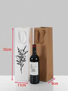 Customizable Red Wine Paper Bag, Single/Double Wine Bottle Bag, Fashionable And Practical Gift Choice. Can Print Custom Letters, Patterns, Photos To Meet Various Occasions Like Weddings, Anniversaries, Gifts. High Capacity Up To 4kg, Decorative Elements For Different Aesthetics And Gifting Styles - Black - View 7