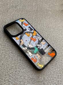 1pc Cute Cartoon Kitten Pattern Magnetic Phone Case, Comfortable Hand Feeling, Compatible With Wireless Charging, Suitable For All Models Of Apple Phone Cases, Suitable For Holiday Gifts - 黑色 - 查看 6