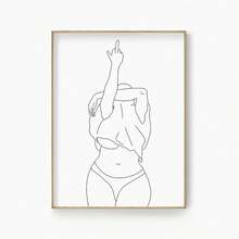 1 件现代简约裸体女性线条艺术帆布印刷抽象女性人体绘画墙面艺术海报卧室装饰可选画框 - 彩色 - 查看 13