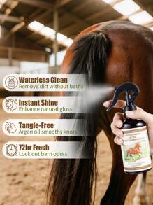 GJYC PET Horse Mane & Tail Dry Cleaning Spray | Quick Clean, Detangle & Refresh For Show-Ready Coats | 6.76 Fl Oz | Cruelty-Free, Natural Formula | For All Horses & Ponies