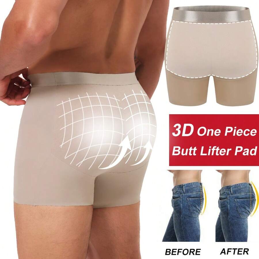 Padded Seamless Mens Butt Lifter Boxer Briefs Shorts Underwear Hip Enhancer Pads Booty Boyshorts Pants Buttock Push Up Body Shaper Shapewear Underpants Knickers Panties