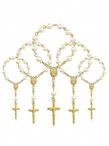 30pcs Glass Bead Cross Rosary Bracelets, Gift For Birthday Party, Anniversary Or Memorial