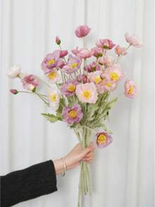 1 Stück künstliche Mohnblume mit 3 Blüten und 1 Knospe, 58CM lange nicht verblassende Kunststoffpflanze künstliche Blumenstrauß, einfacher und moderner Stil, kann gebogen werden um Formen zu gestalten - für DIY, Heimdekoration und Vasen Blumenarrangements, Hochzeit, Party