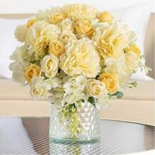 1PC Artificial Roses Flowers Bouquet Silk Hydrangea Wedding Decoration, Home, Dining Room, Bedroom, Vase Decoration, Holiday Birthday Party Accessories, Wedding Scene Scenery Decoration, Flowers, Valentine's Day Gifts, New Year DIY Materials
