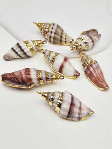 3pcs Beach Vacation Natural Seashell, Conch, Clam Pendant, Bohemian Style Natural Shell Pendant, DIY Jewelry Making And Decorative Hanging Accessory, Suitable For Necklace, Earring, Bracelet, Anklet, Bag Charm, Key Chain - Random Mix - View 10