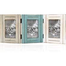 Triple Hinged 3 Picture Frame 4X6 Distressed Wooden Photo Frame For Tabletop Display Picture College Frame Holiday Christmas Home Decor - Trifold 4X6 - View 1