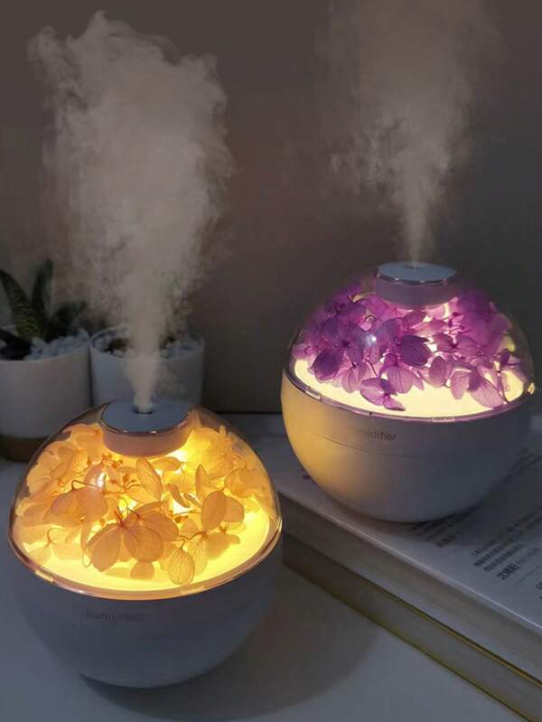 1 pieza Humidificador de flor eterna, difusor de fragancia silencioso para dormitorio y luz nocturna, humidificador de neblina pequeño de escritorio para el hogar