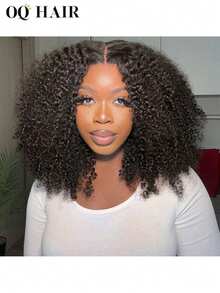 OQ Hair Upgrade U Part V Part Wigs Afro Curly V Part Wig Human Hair No Leave Out Brazilian Human Hair Wig 180% Density 16-24 Inch Natural Black Color With Natural Hairline Beginner Friendly Sport Vacation Travel Festival Prom Outdoor Cosplay Beach Wedding Camping Holiday Outfits Summer Outfits Vacay Vibes Charm Elegant Casual Y2k Fashion Styles Mermaid Accessories Heels Halloween Accessories Makeup Bags Halloween Costumes Halloween Costumes Women Hair Products Accessories Women - SNatural - View 9