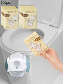 20/30/50/70/100 片马桶盖纸，可冲散纸质马桶盖，适用于成人如厕训练，100% 适用于公共卫生间、飞机、露营的旅行配件