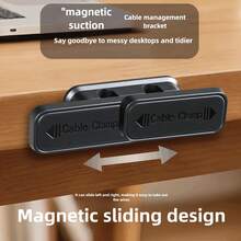 Magnetic Cable Organizer, Desktop Or Wall Mounted Charging Cable Holder, Wire Clips, Plug Hooks - Multicolor - View 7