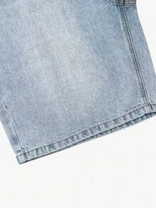 Teen Boy Loose Vintage Washed Light Blue Denim Shorts, Summer