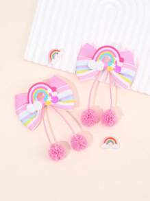 2 Stück Regenbogen Haarbögen für Frauen Mädchen, Regenbogen Streifen Grosgrainband Bögen mit Alligatorclips, Pompon Quaste, süße bunte Quasten Haarbögen, Haarspangen, Urlaubsgeschenke, Haaraccessoires, Klammern für Frauen