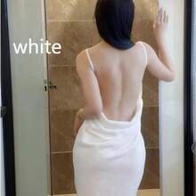 1 Backless Bathrobe - Wear-On Style, Outdoor, Quick-Drying And Absorbent Multifunctional Long Fabric, Adjustable Shoulder Strap Bath Skirt, Essential For Home Travel, Summer Back To School - Multicolor - View 4