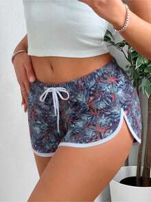 Short playa mujer estampado original, secado rápido bolsas laterales.  para verano, natacióny actividades al aire libre. Cómodo, ligero y fresco primavera alberca piscina mujer dama - azul real - Ver 2