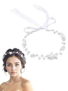 1Piece Bridal Faux Pearl Flower Headpiece Headband Flower Faux Pearl Headpiece Woman Hair Accessory For Birthday Party First Communion Wedding - White - View 1