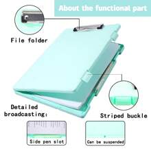 zhiquanqihan 1pc 2-In-1 A4 Document Board Clamp & Storage Box - Portable Colorful Writing Board Clip ,Suitable For School And Office Use - Back To School ,School Supplies,Office Supplies,Christmas Gifts,New Year's Gifts(Pink/Purple/Mint Green/Light Blue/Milky White/Transparent White/Yellow/Black)