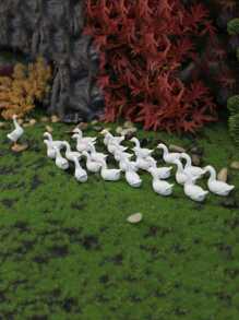 6pcs/Set Resin Duck Mom & Duckling Figurines For Mini Landscape Decoration