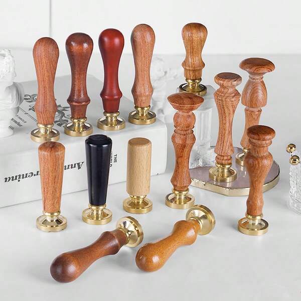 1pc Retro Wooden Sealing Wax Stamp Handle, Sealing Wood Handle Stamp Head Replaceable Handle For DIY Handmade Art Crafts Wedding Invitations,Back To School,School Supplies