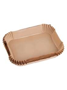 50/100pcs Brown Rectangular Air Fryer Paper Special Thick Oil Absorbing Paper Baking Oven Heat-Resistant Oil Paper Tray