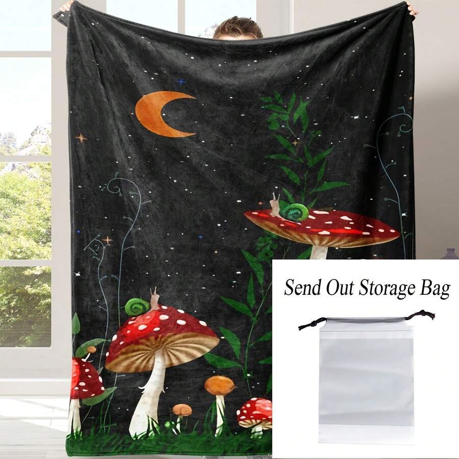 [Personalized Flannel Blanket]Selfdom|1PC Mushroom Snail Flannel Blanket Nap Blanket Sofa Bed Sofa Use Warm Comfortable Soft Blanket Gift Home Comfortable Lightweight Blanket Sofa Bed Travel Camping Living Room Office Sofa Chair Bed Flannel Blanket - Buy It - 30英寸x40英寸 - 查看 1