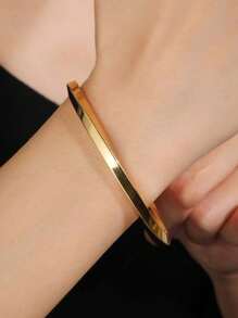 1pc Stainless Steel Mobius Twist Open Bangle Bracelet, Retro Couple Bracelet For Men And Women, Fashion Accessories